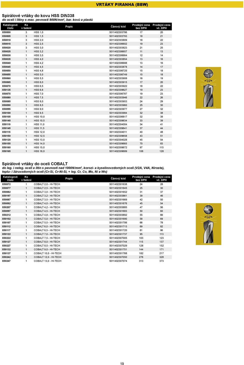 X50025 1 HSS 3,2 5011402306657 11 13 X50030 1 HSS 3,5 5011402306664 12 14 X50035 1 HSS 4,0 5011402303854 13 16 X50040 1 HSS 4,2 5011402306688 13 16 X50045 1 HSS 4,5 5011402303878 14 17 X50050 1 HSS