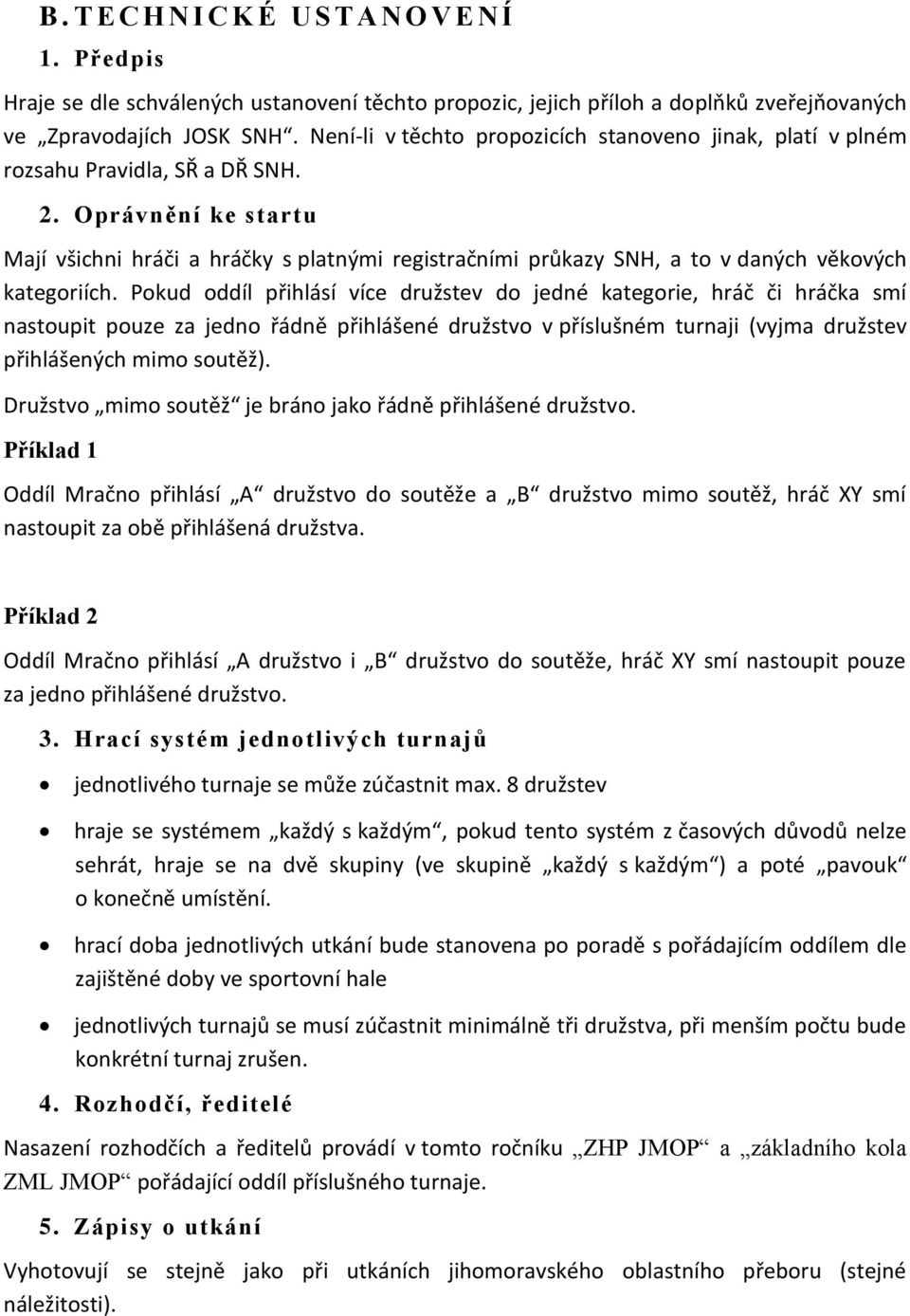 Oprávnění ke startu Mají všichni hráči a hráčky s platnými registračními průkazy SNH, a to v daných věkových kategoriích.