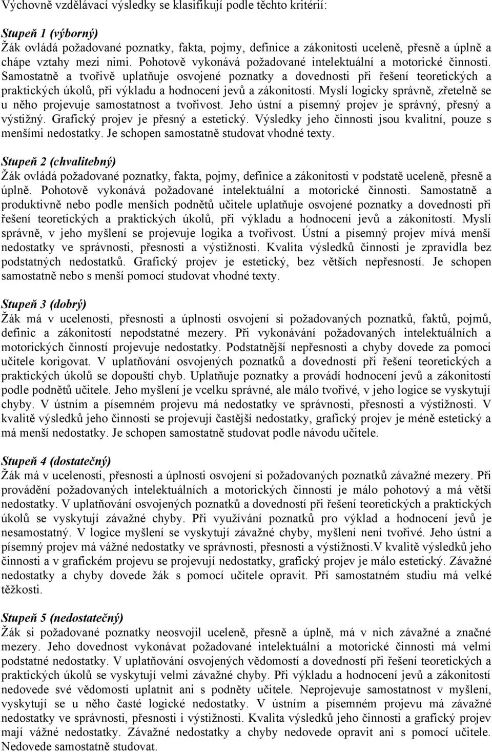 Samostatně a tvořivě uplatňuje osvojené poznatky a dovednosti při řešení teoretických a praktických úkolů, při výkladu a hodnocení jevů a zákonitostí.