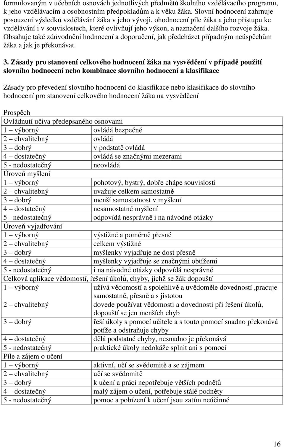 rozvoje žáka. Obsahuje také zdůvodnění hodnocení a doporučení, jak předcházet případným neúspěchům žáka a jak je překonávat. 3.
