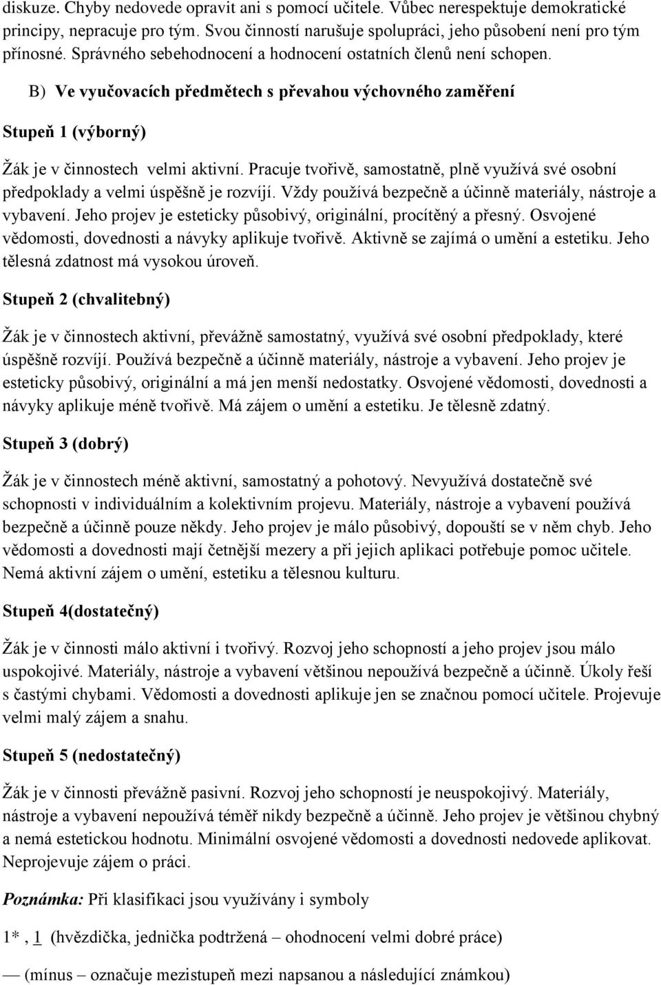 Pracuje tvořivě, samostatně, plně využívá své osobní předpoklady a velmi úspěšně je rozvíjí. Vždy používá bezpečně a účinně materiály, nástroje a vybavení.