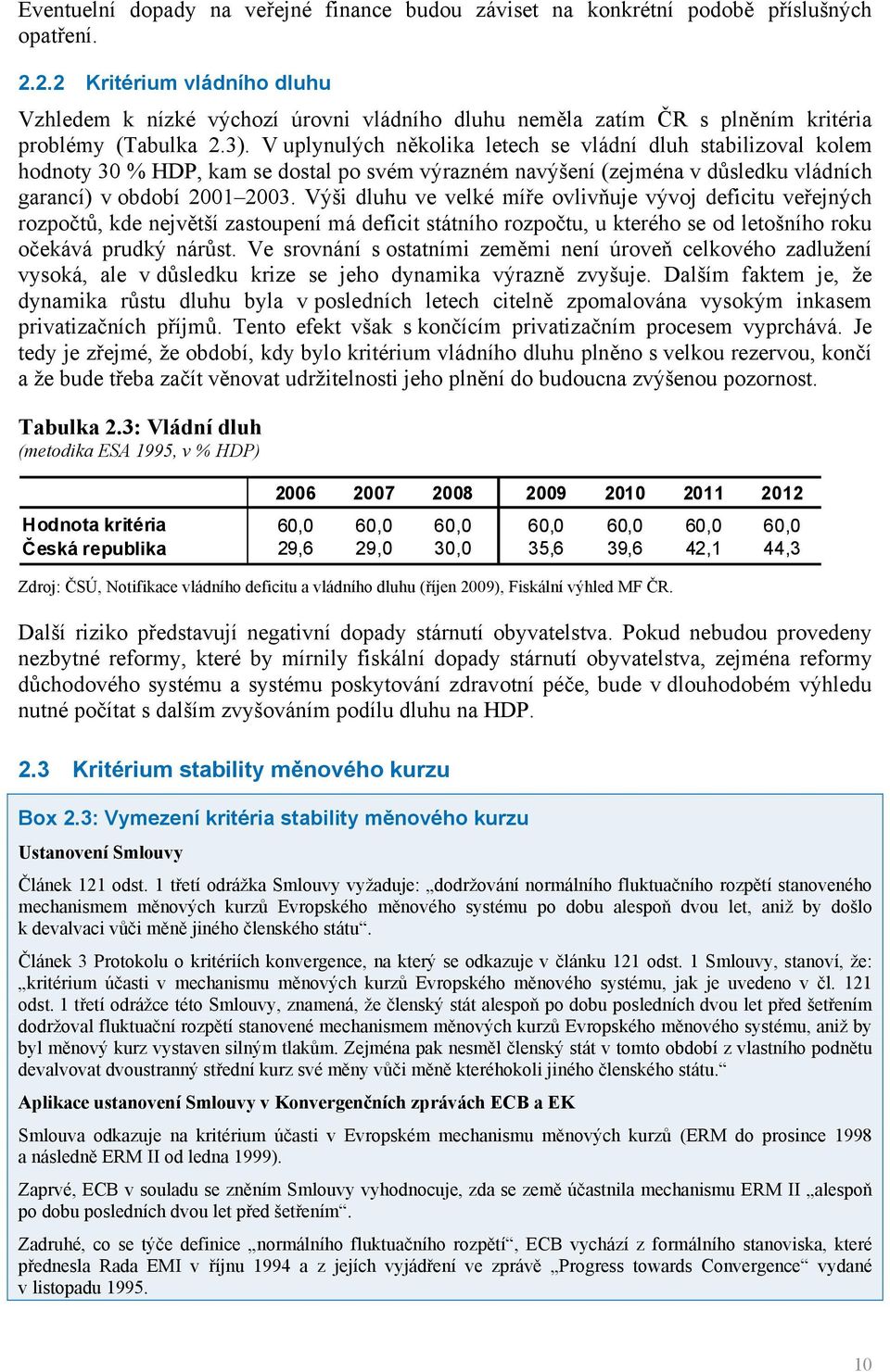 V uplynulých několika letech se vládní dluh stabilizoval kolem hodnoty 30 % HDP, kam se dostal po svém výrazném navýšení (zejména v důsledku vládních garancí) v období 2001 2003.