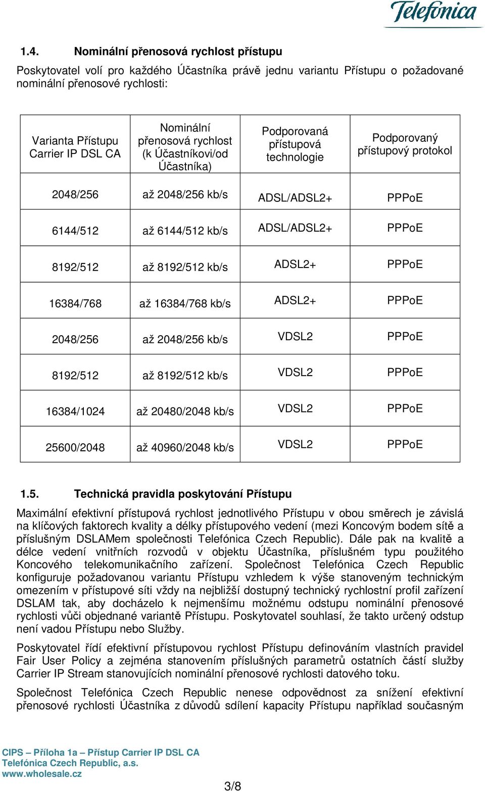 ADSL/ADSL2+ PPPoE 8192/512 až 8192/512 kb/s ADSL2+ PPPoE 16384/768 až 16384/768 kb/s ADSL2+ PPPoE 2048/256 až 2048/256 kb/s VDSL2 PPPoE 8192/512 až 8192/512 kb/s VDSL2 PPPoE 16384/1024 až 20480/2048