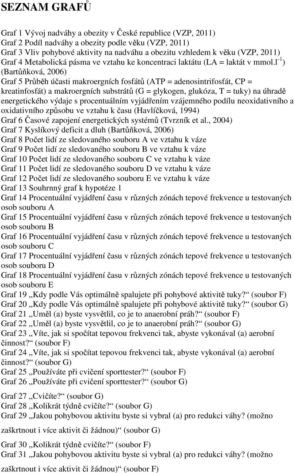 l -1 ) (Bartůňková, 2006) Graf 5 Průběh účasti makroergních fosfátů (ATP = adenosintrifosfát, CP = kreatinfosfát) a makroergních substrátů (G = glykogen, glukóza, T = tuky) na úhradě energetického