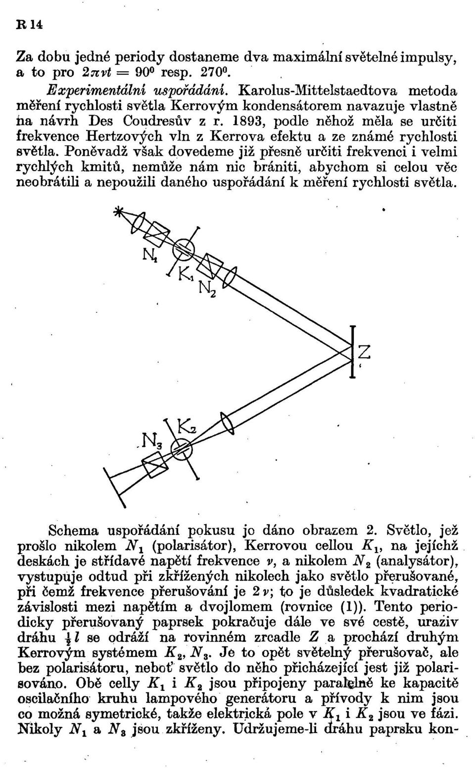 1893, podle něhož měla se určiti frekvence Hertzových vln z Kerrova efektu a ze známé rychlosti světla.