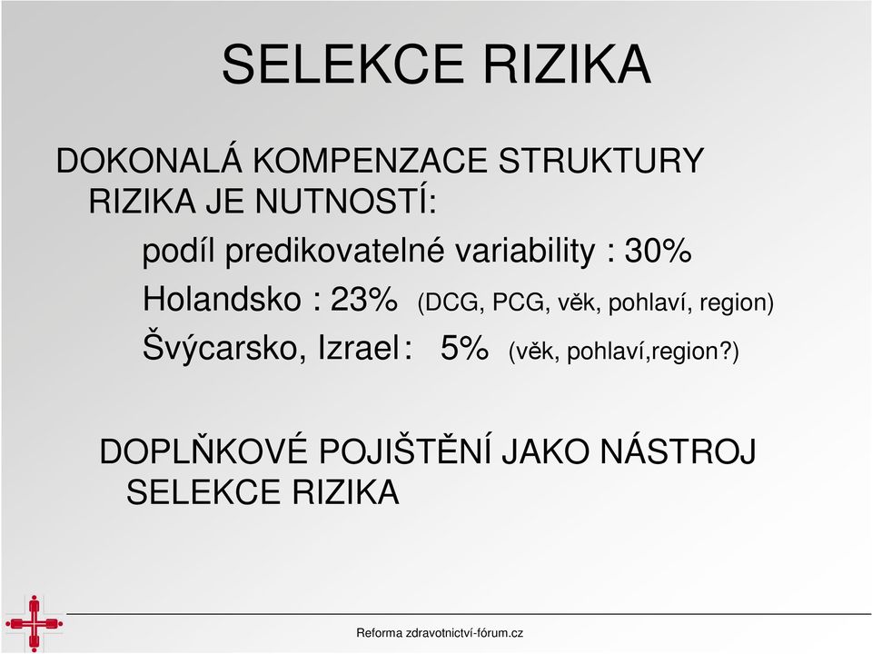 23% (DCG, PCG, věk, pohlaví, region) Švýcarsko, Izrael: 5%