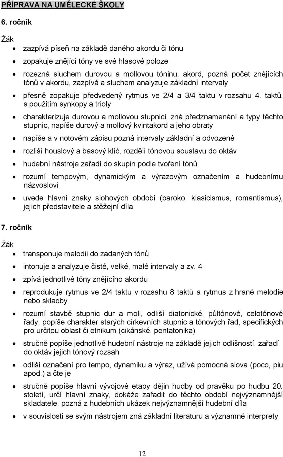 analyzuje základní intervaly přesně zopakuje předvedený rytmus ve 2/4 a 3/4 taktu v rozsahu 4.