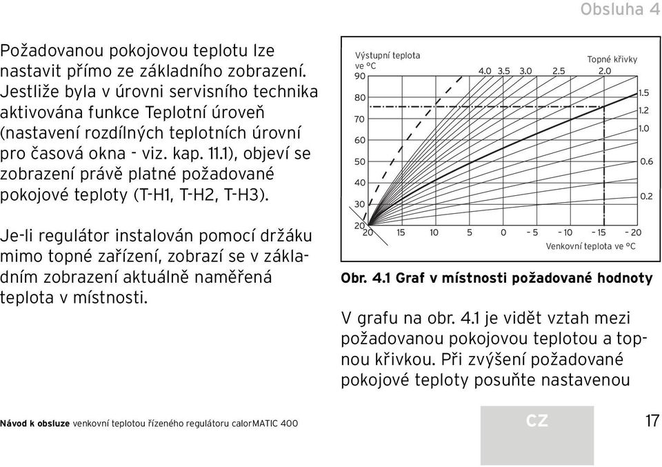 1), objeví se zobrazení právě platné požadované pokojové teploty (T-H1, T-H2, T-H3).