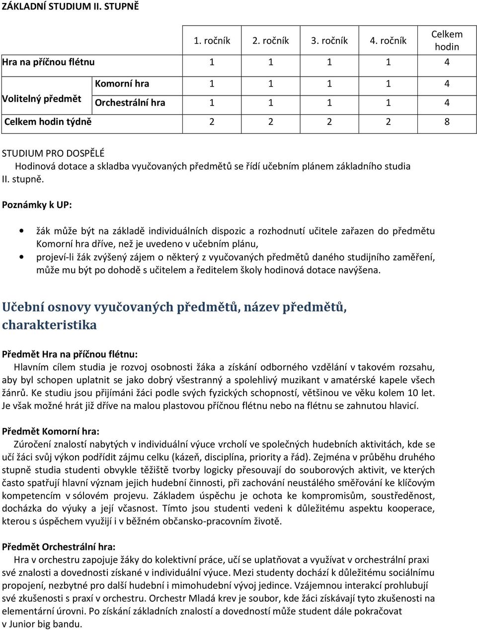 Studijní zaměření Hra na příčnou flétnu - PDF Stažení zdarma