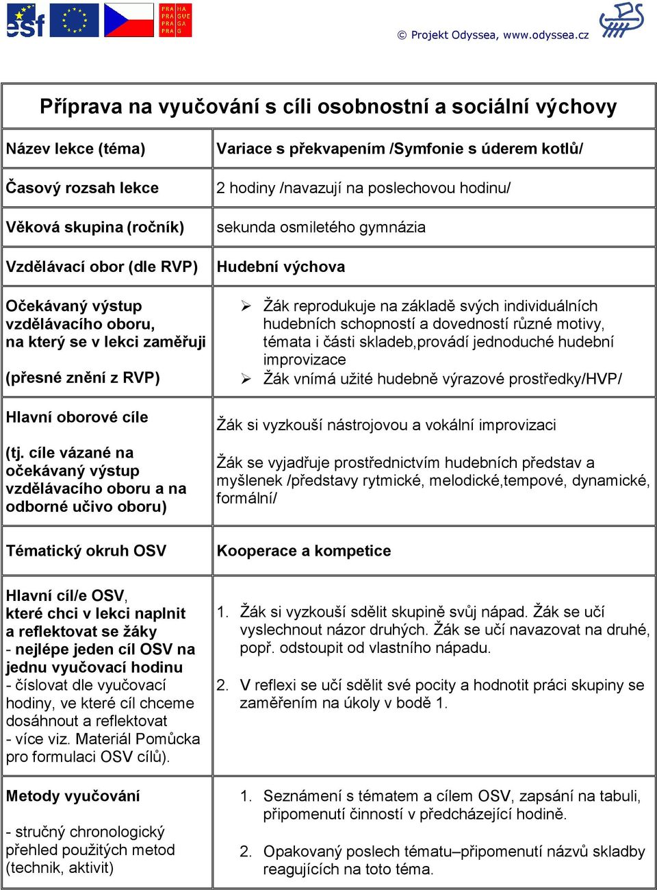 v lekci zaměřuji (přesné znění z RVP) Hlavní oborové cíle (tj.