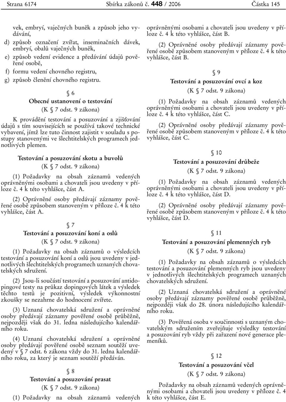 evidence a prïedaâvaânõâ uâdajuê poveïrïeneâ osobeï, f) formu vedenõâ chovneâho registru, g) zpuê sob cïleneïnõâ chovneâho registru. 6 ObecneÂ ustanovenõâ o testovaânõâ (K 7 odst.