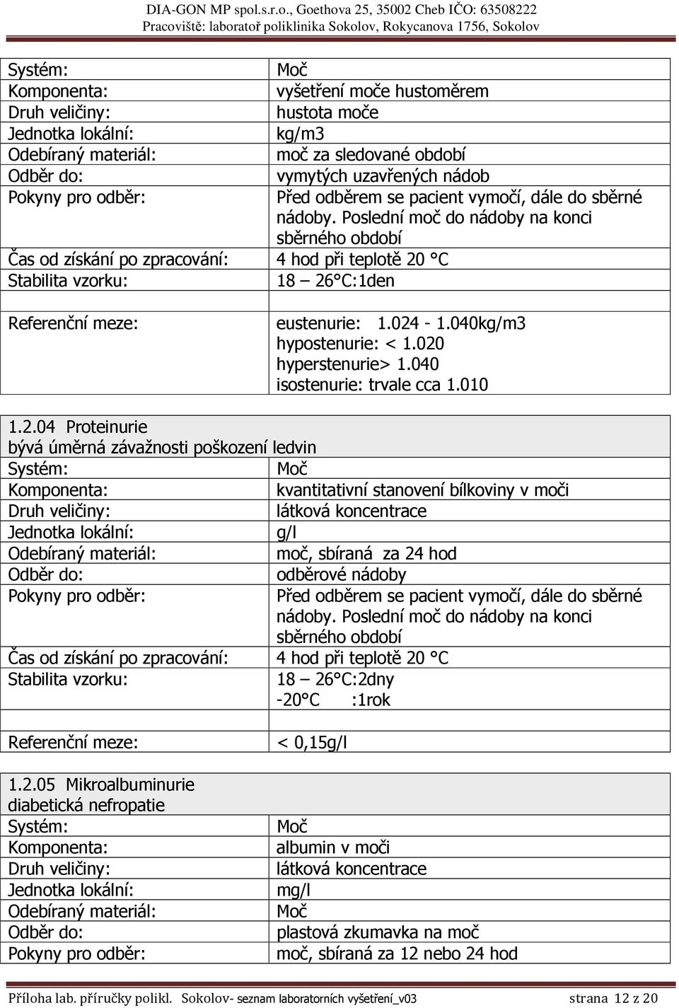 040 isostenurie: trvale cca 1.010 1.2.