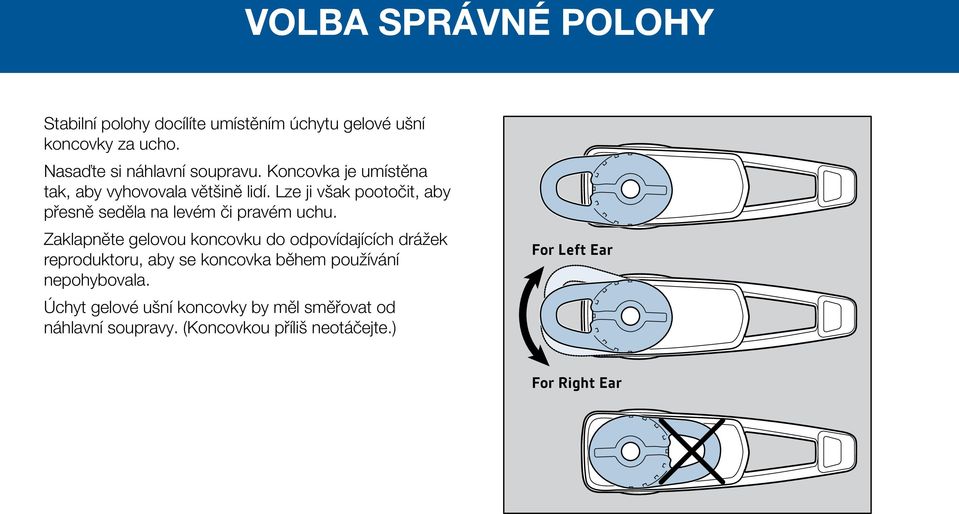 Lze ji však pootočit, aby přesně seděla na levém či pravém uchu.