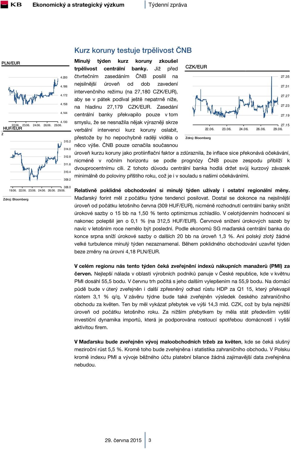 Již před čtvrtečním zasedáním ČNB posílil na nejsilnější úroveň od dob zavedení intervenčního režimu (na 27,180 CZK/EUR), aby se v pátek podíval ještě nepatrně níže, na hladinu 27,179 CZK/EUR.