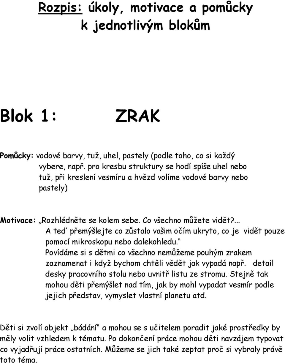 ... A teď přemýšlejte co zůstalo vašim očím ukryto, co je vidět pouze pomocí mikroskopu nebo dalekohledu.