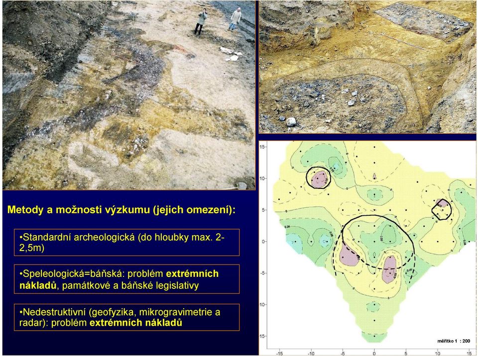 2-2,5m) Speleologická=báňská: problém extrémních nákladů,