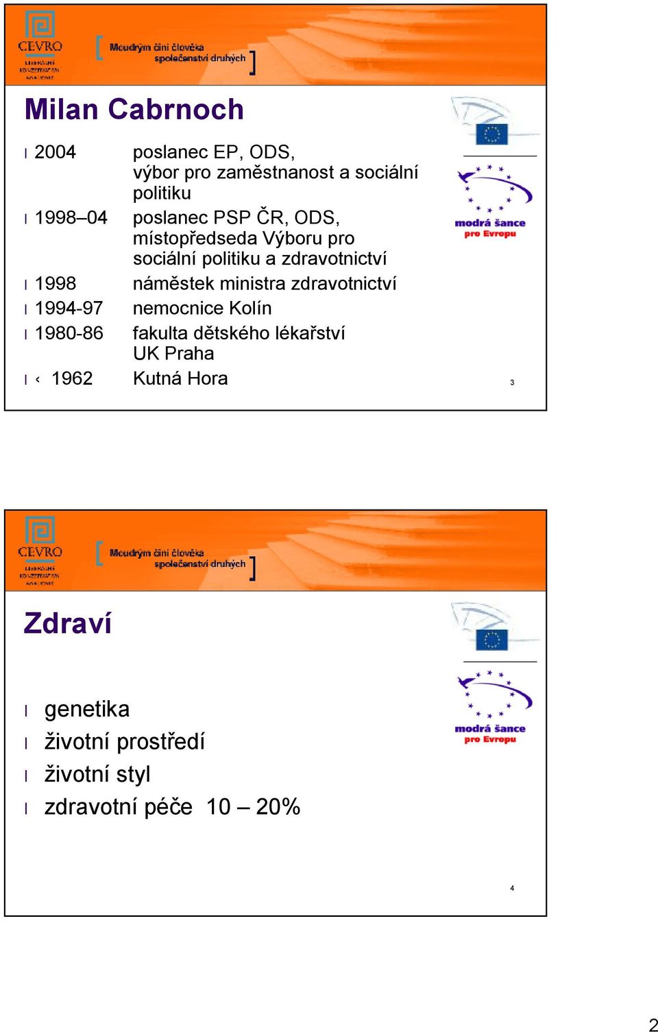 náměstek ministra zdravotnictví 1994-97 nemocnice Kolín 1980-86 fakulta dětského lékařství