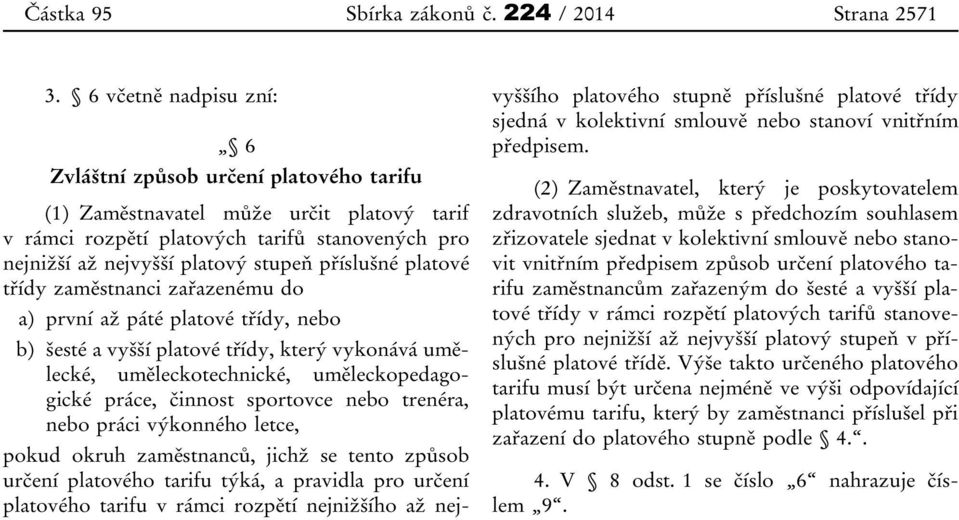 příslušné platové třídy zaměstnanci zařazenému do a) první až páté platové třídy, nebo b) šesté a vyšší platové třídy, který vykonává umělecké, uměleckotechnické, uměleckopedagogické práce, činnost