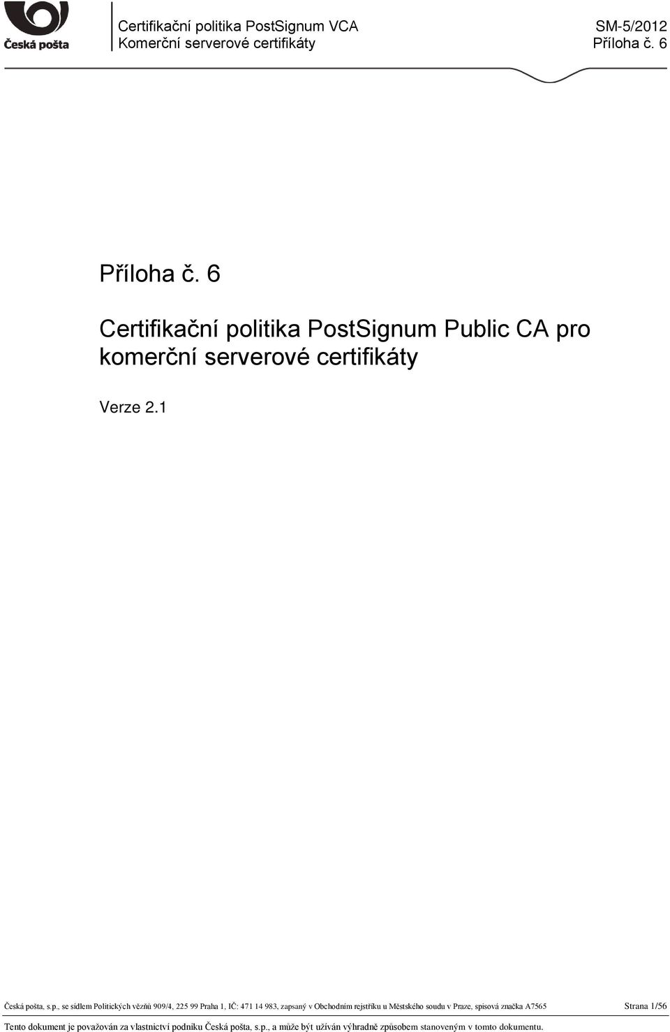 certifikáty Verze 2.1 Česká po