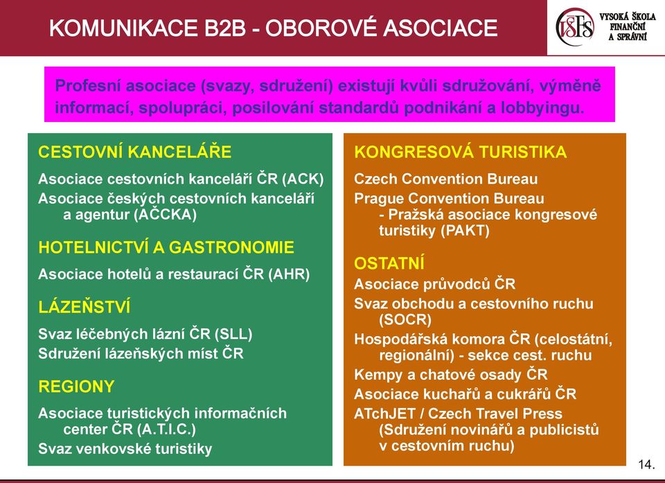 léčebných lázní ČR (SLL) Sdružení lázeňských míst ČR REGIONY Asociace turistických informačních center ČR (A.T.I.C.