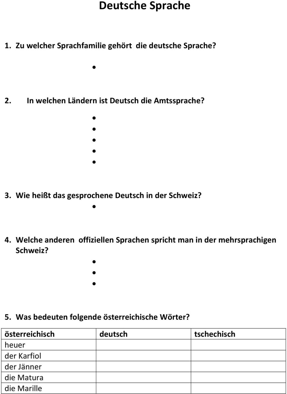 Wie heißt das gesprochene Deutsch in der Schweiz? 4.