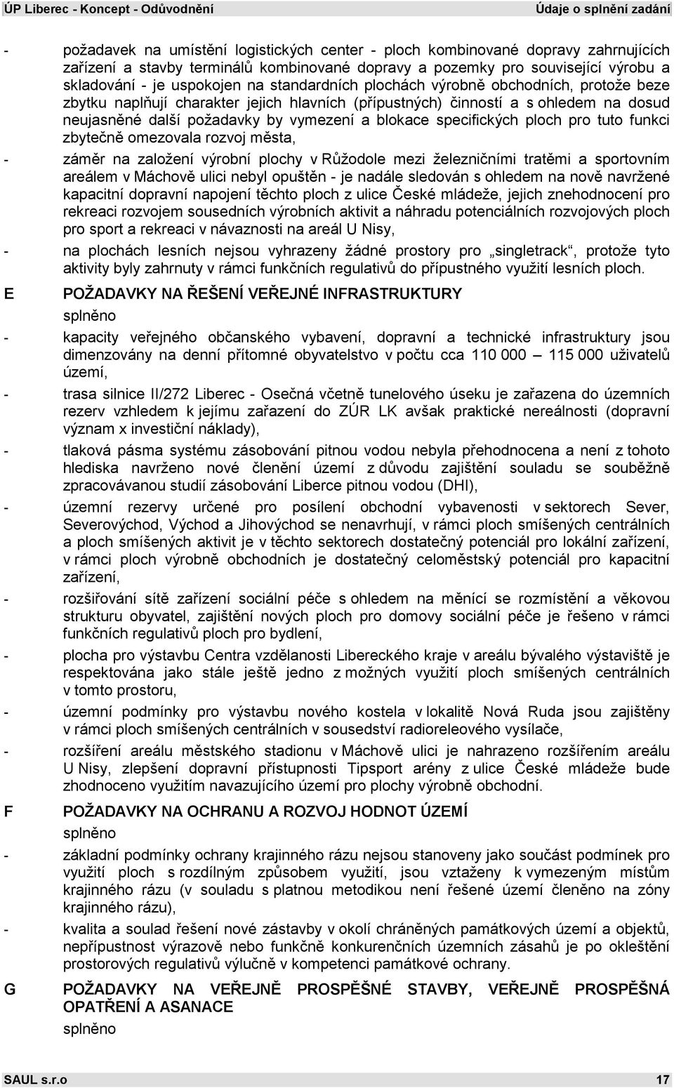 vymezení a blokace specifických ploch pro tuto funkci zbytečně omezovala rozvoj města, - záměr na založení výrobní plochy v Růžodole mezi železničními tratěmi a sportovním areálem v Máchově ulici