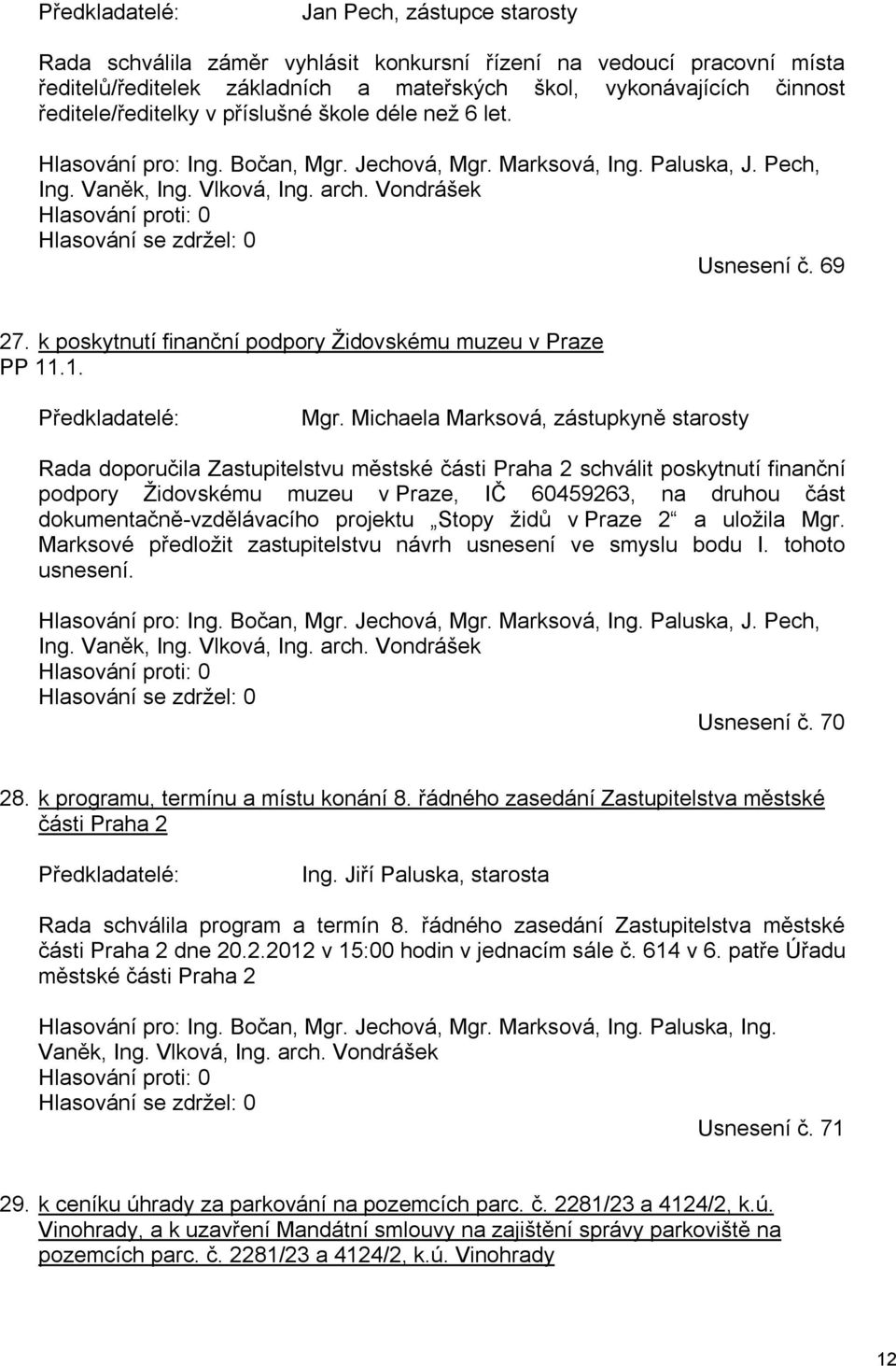 k poskytnutí finanční podpory Židovskému muzeu v Praze PP 11.1. Mgr.