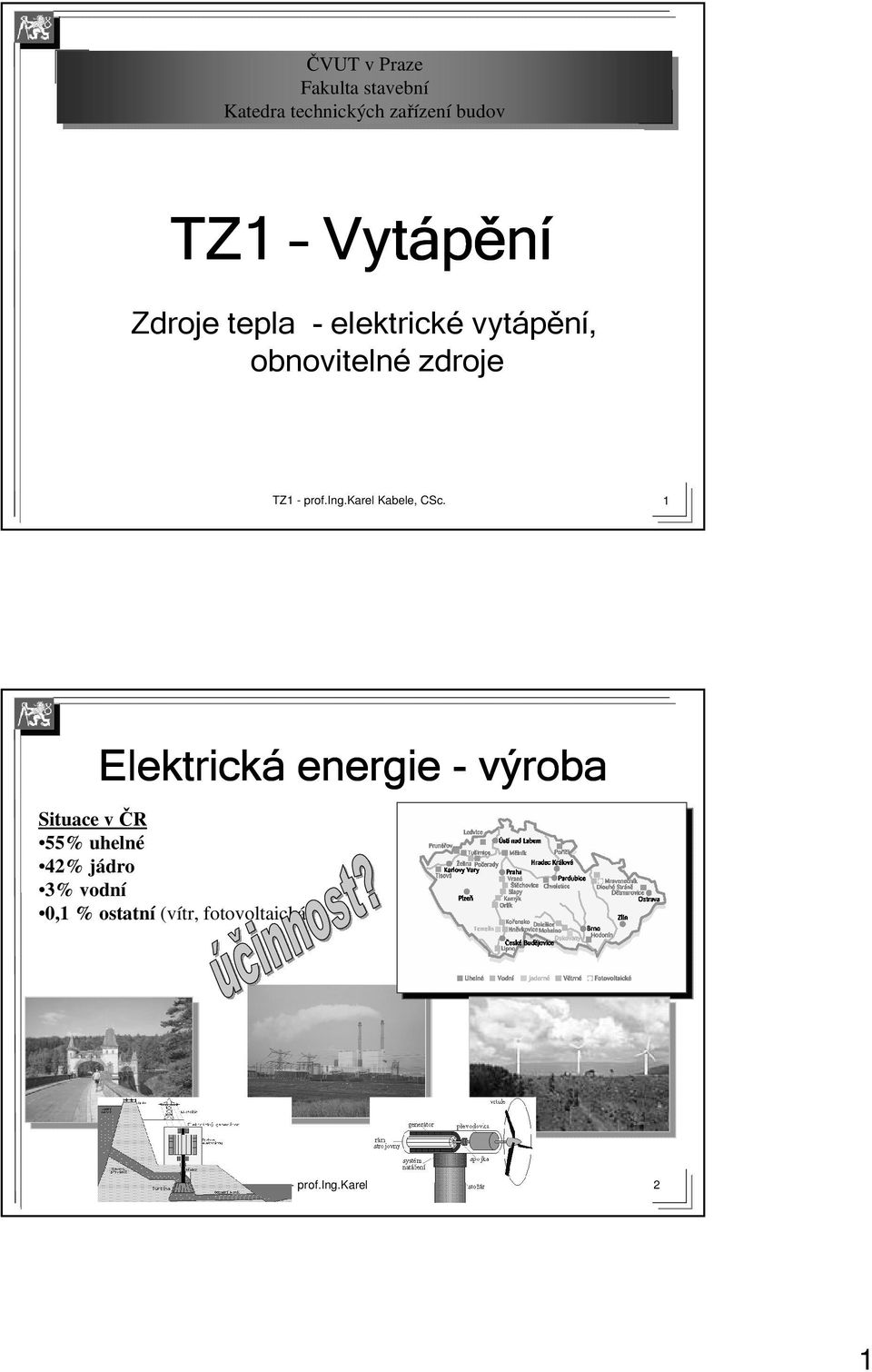 obnovitelné zdroje 1 Elektrická energie - výroba Situace v ČR