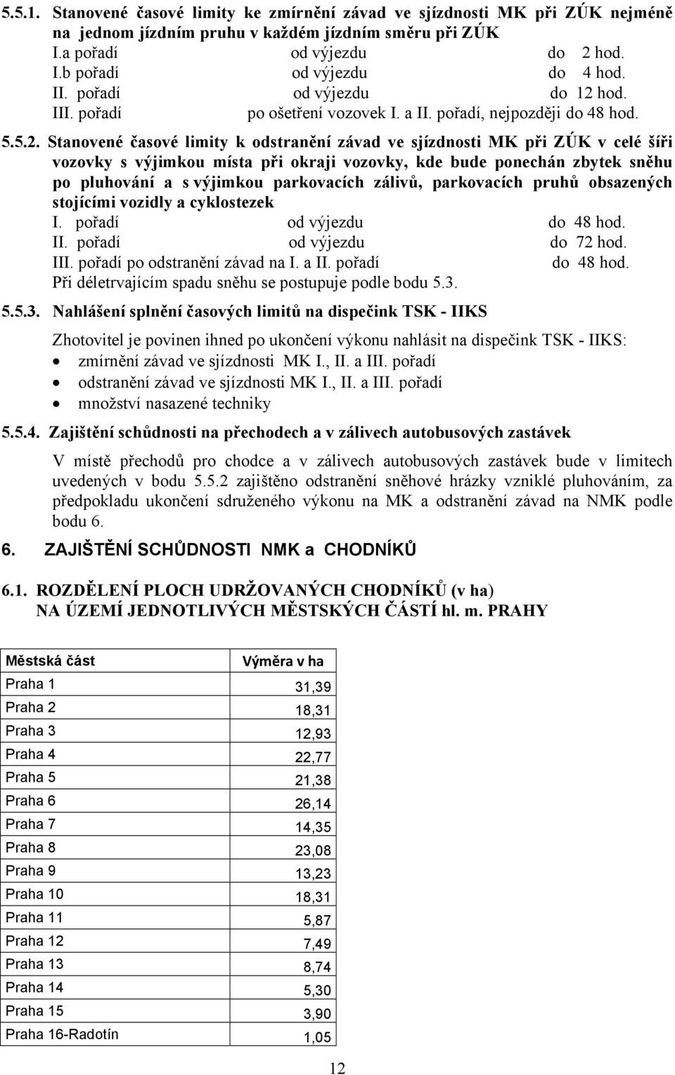 hod. III. pořadí po ošetření vozovek I. a II. pořadí, nejpozději do 48 hod. 5.5.2.