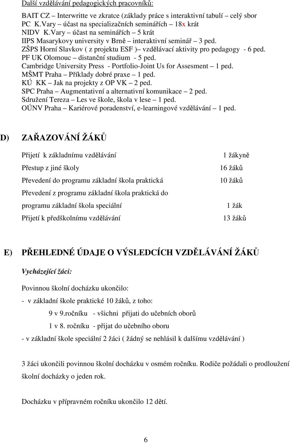 PF UK Olomouc distanční studium - 5 ped. Cambridge University Press - Portfolio-Joint Us for Assesment 1 ped. MŠMT Praha Příklady dobré praxe 1 ped. KÚ KK Jak na projekty z OP VK 2 ped.
