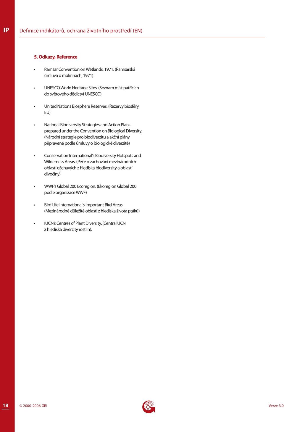 (Národní strategie pro biodiverzitu a akční plány připravené podle úmluvy o biologické diverzitě) Conservation International s Biodiversity Hotspots and Wilderness Areas.