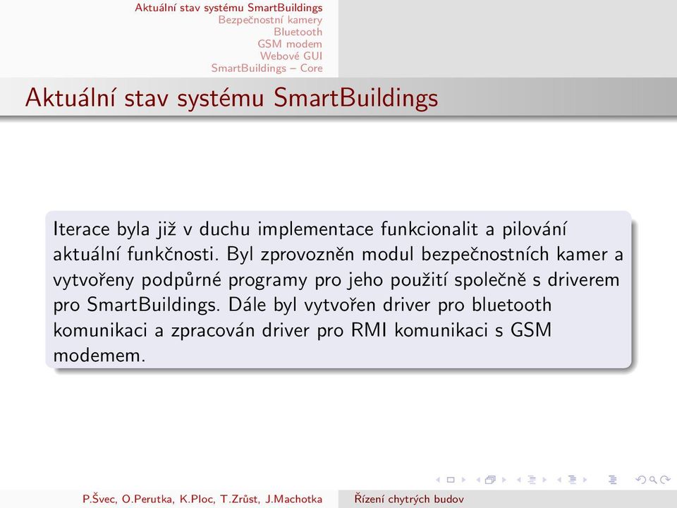 Byl zprovozněn modul bezpečnostních kamer a vytvořeny podpůrné programy pro jeho