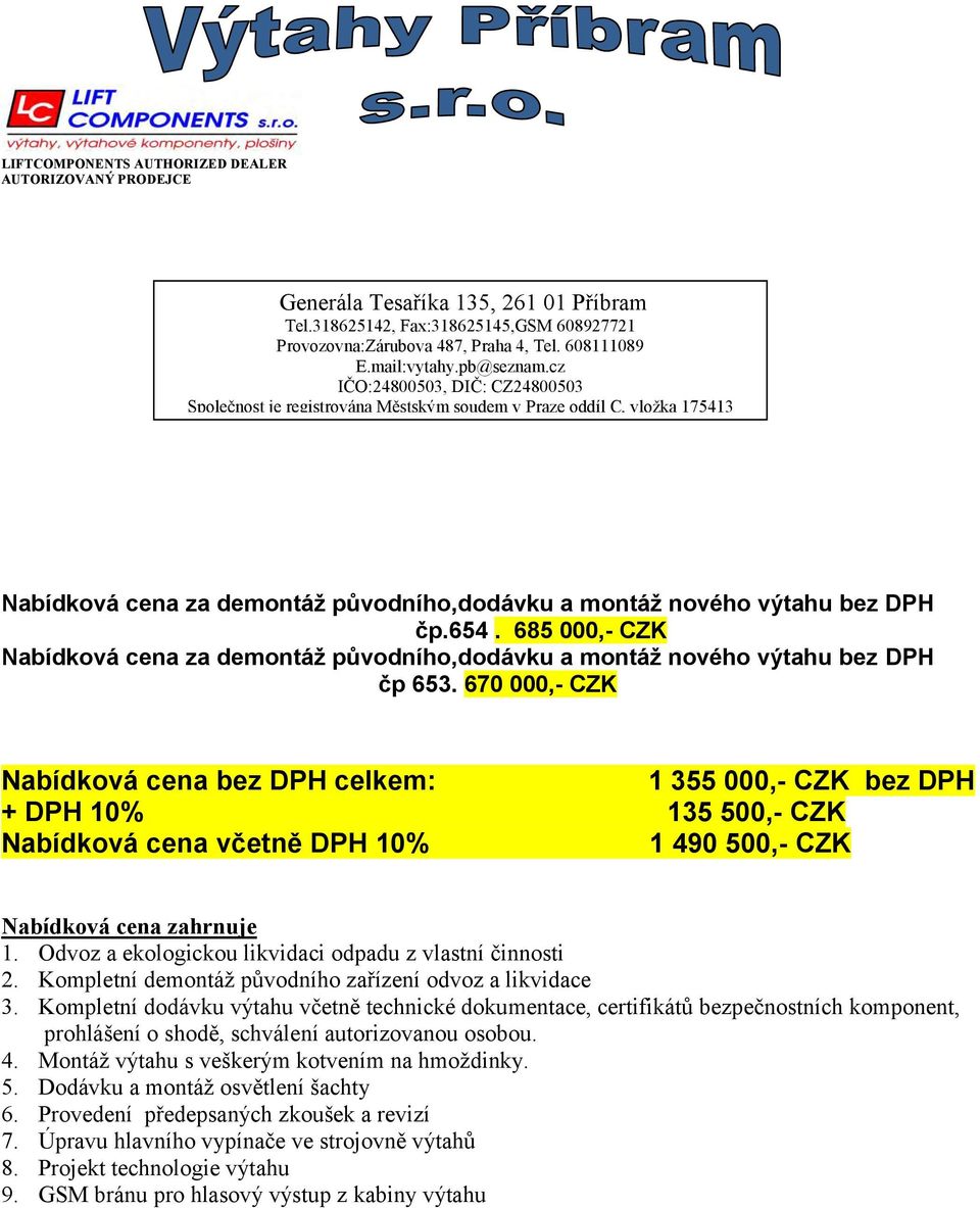 Odvoz a ekologickou likvidaci odpadu z vlastní činnosti 2. Kompletní demontáž původního zařízení odvoz a likvidace 3.