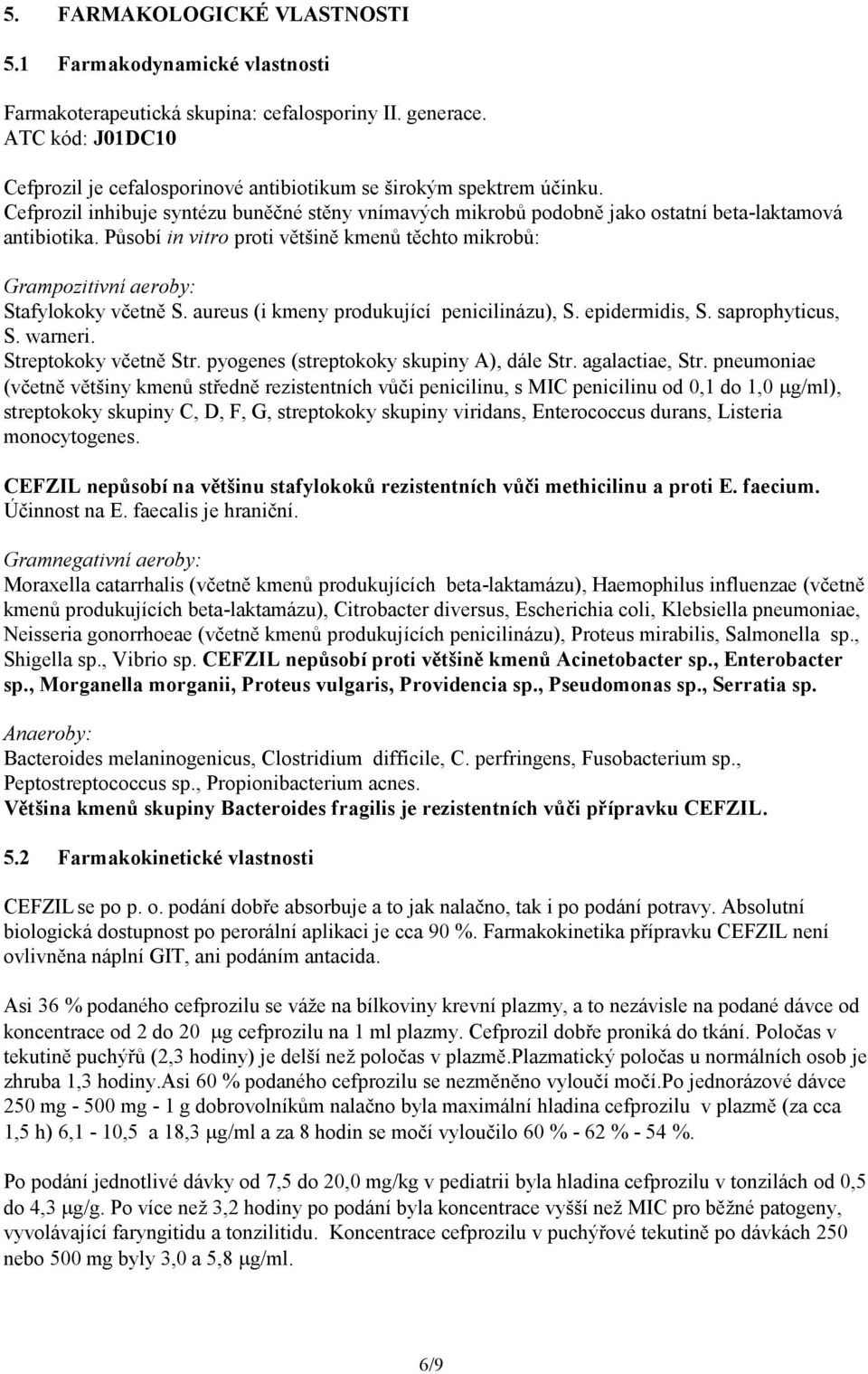 Působí in vitro proti většině kmenů těchto mikrobů: Grampozitivní aeroby: Stafylokoky včetně S. aureus (i kmeny produkující penicilinázu), S. epidermidis, S. saprophyticus, S. warneri.