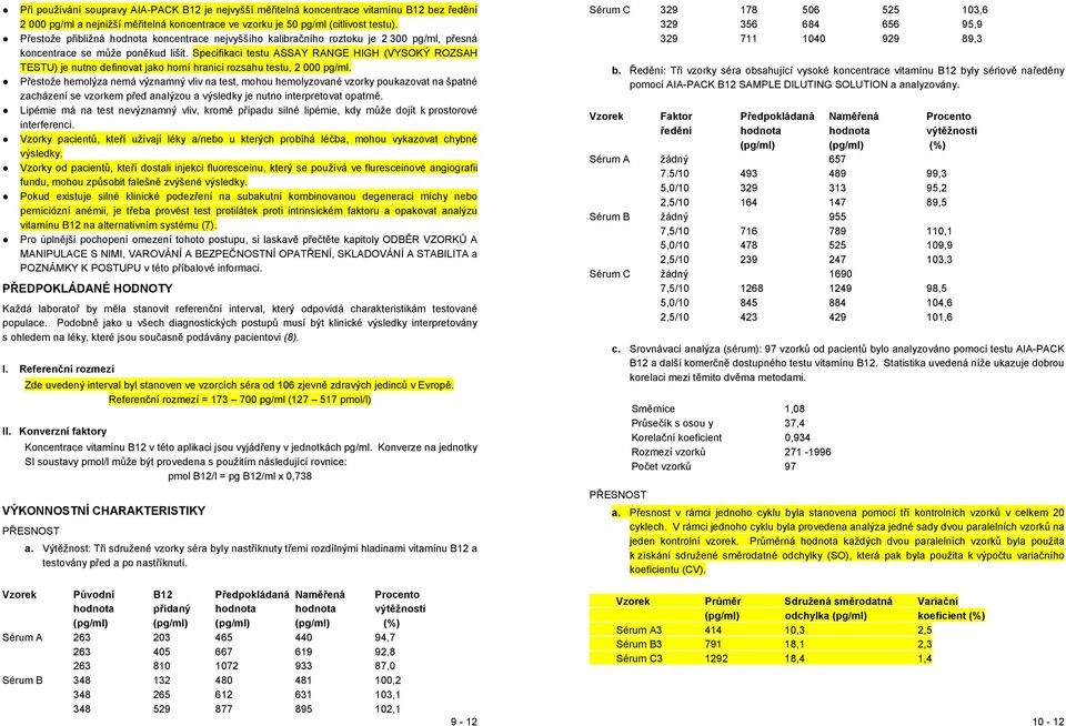 Specifikaci testu ASSAY RANGE HIGH (VYSOKÝ ROZSAH TESTU) je nutno definovat jako horní hranici rozsahu testu, 2 000 pg/ml.