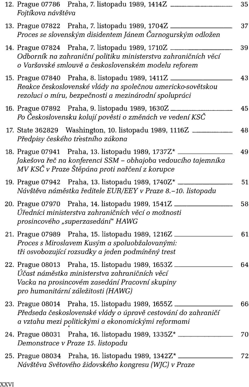 listopadu 1989, 1411Z Reakce československé vlády na společnou americko-sovětskou rezoluci o míru, bezpečnosti a mezinárodní spolupráci 16. Prague 07892 Praha, 9.