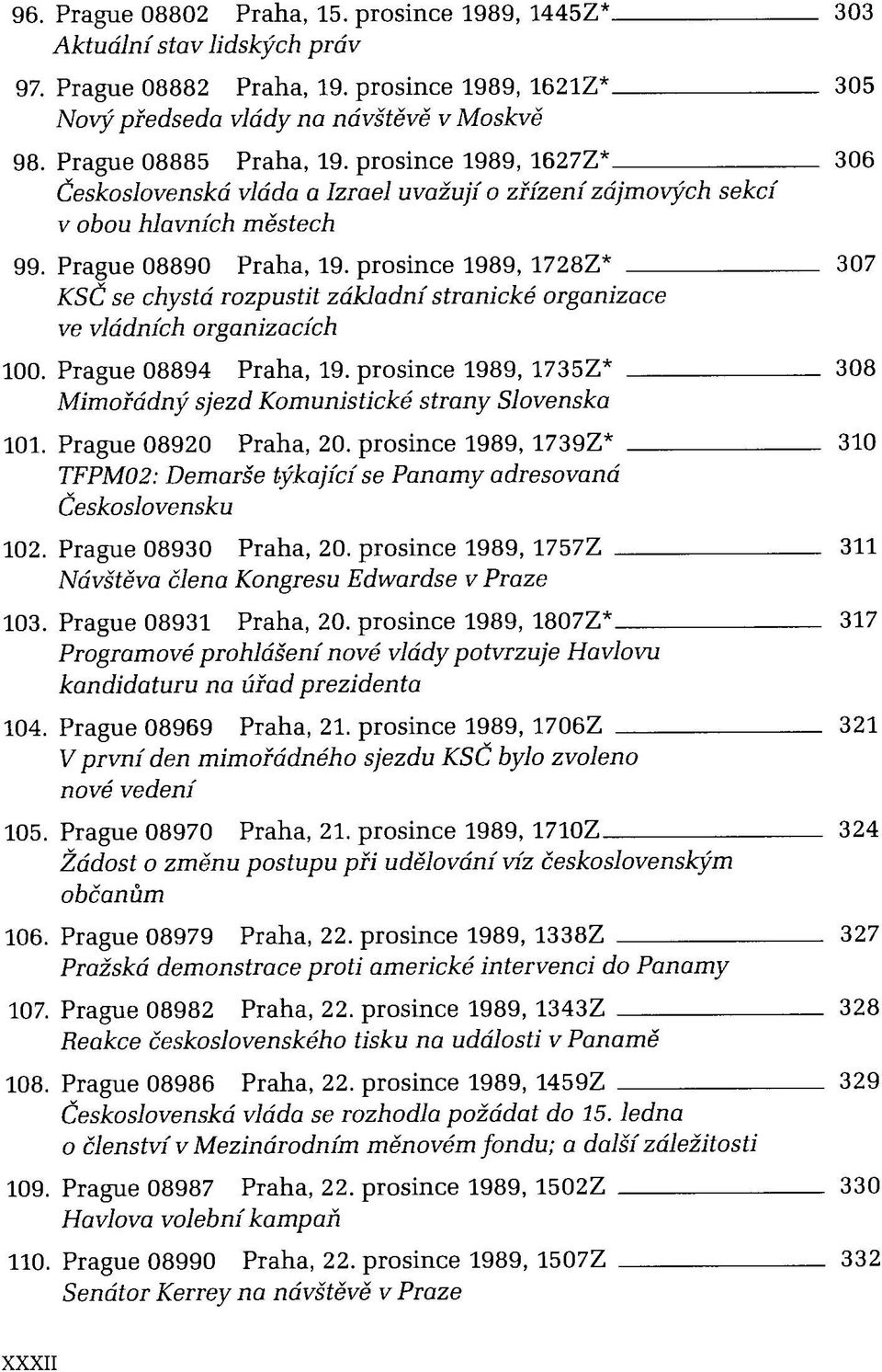 prosince 1989, 1728Z* 307 KSČ se chystá rozpustit základní stranické organizace ve vládních organizacích 100. Prague 08894 Praha, 19.