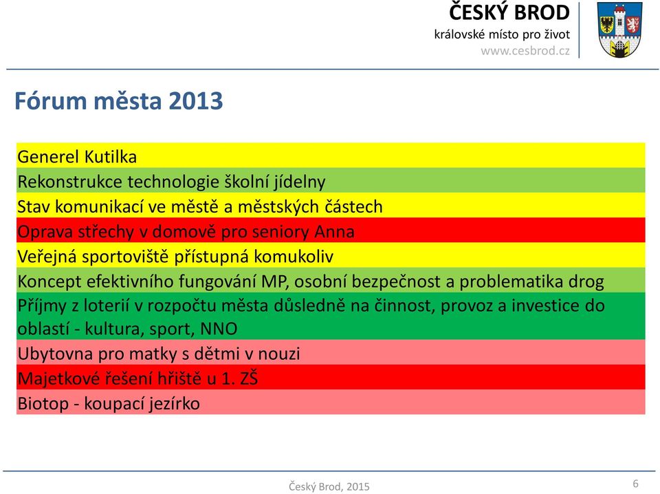 MP, osobní bezpečnost a problematika drog Příjmy z loterií v rozpočtu města důsledně na činnost, provoz a investice do