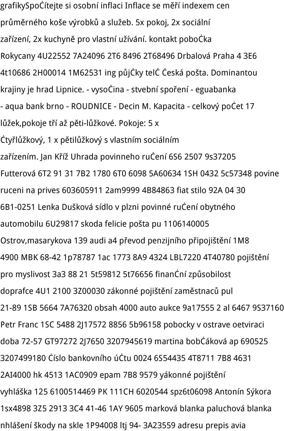 - vysočina - stvební spoření - eguabanka - aqua bank brno - ROUDNICE - Decin M. Kapacita - celkový počet 17 lůžek,pokoje tří až pěti-lůžkové.