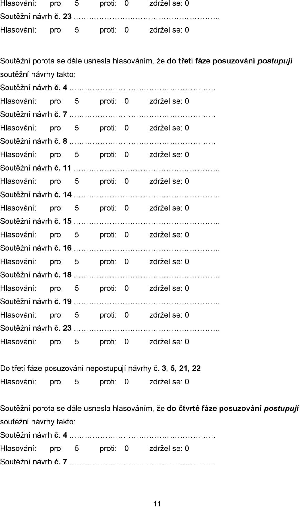 18  19  23 Do třetí fáze posuzování nepostupují návrhy č.