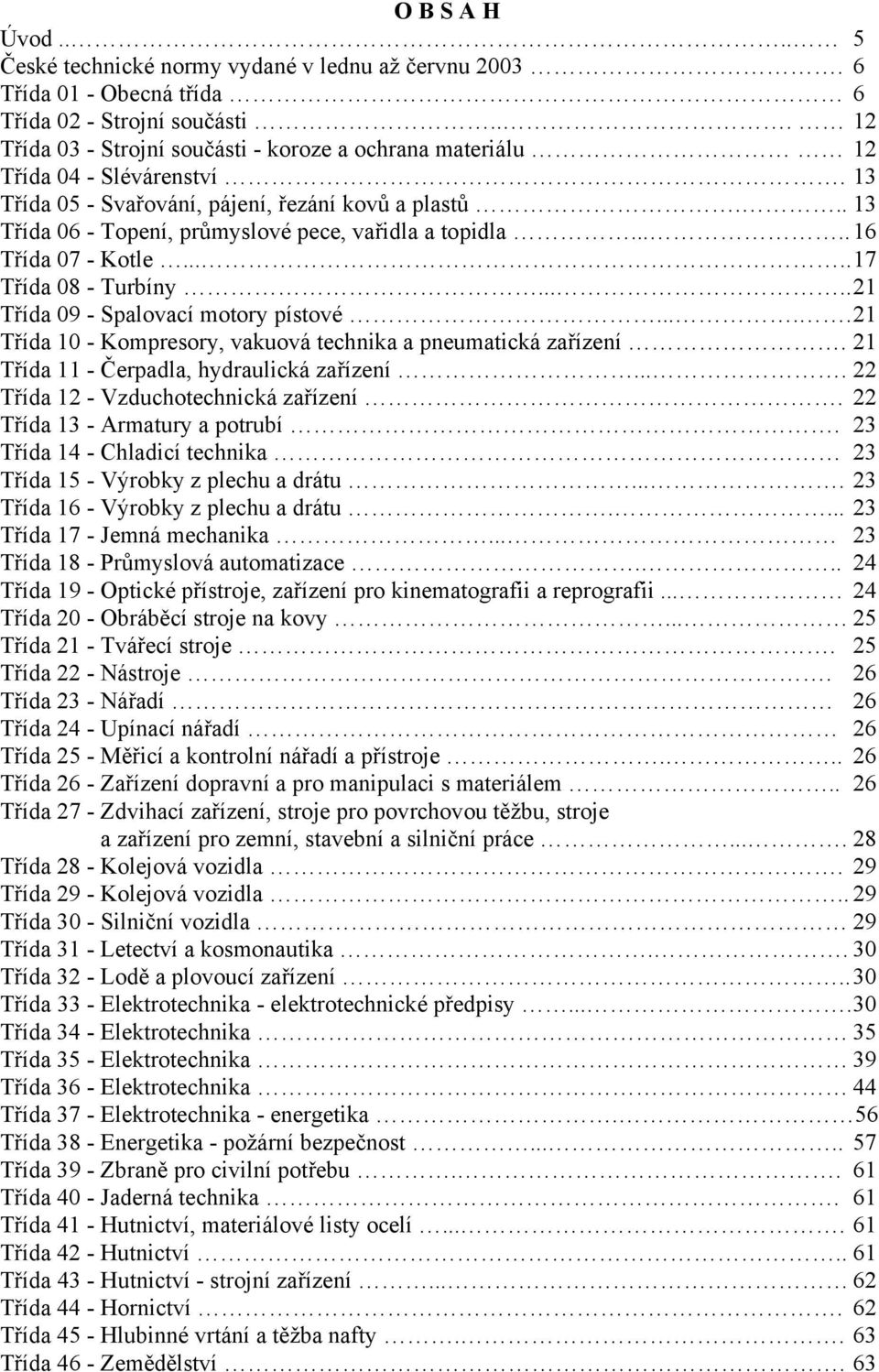 .. 13 Třída 06 - Topení, průmyslové pece, vařidla a topidla..... 16 Třída 07 - Kotle..... 17 Třída 08 - Turbíny..... 21 Třída 09 - Spalovací motory pístové.