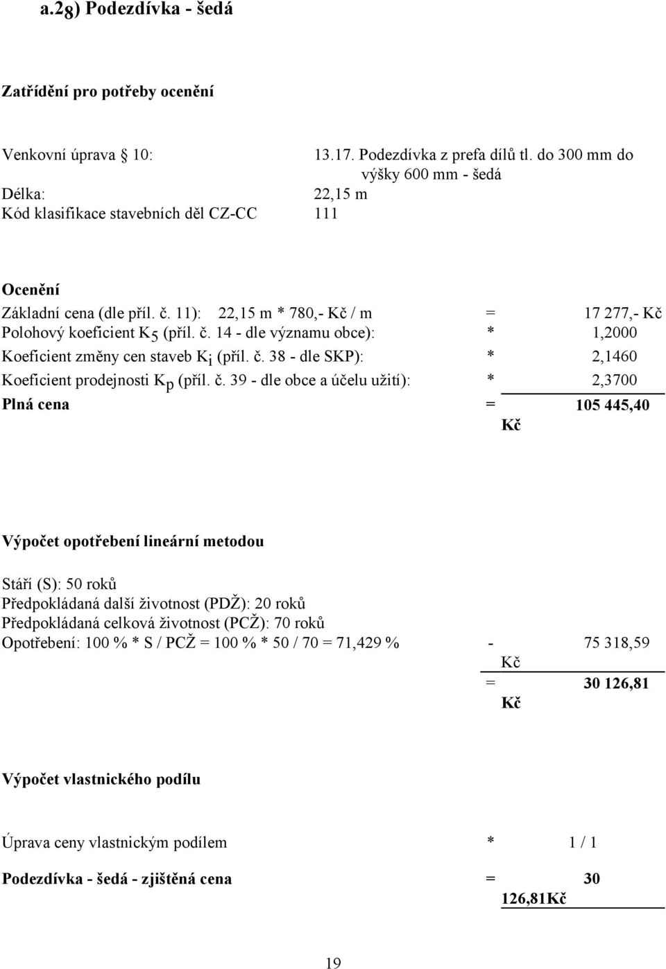 č. 38 - dle SKP): * 2,1460 Koeficient prodejnosti K p (příl. č.