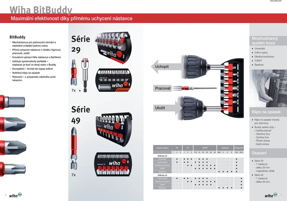 polyamidu odolného proti nárazům Série 29 Uchopit Mnohostranný systém boxů Univerzální Vnitřní výstroj Dřevěná konstrukce TORX Šestihran 7x + Pracovat Série 49 Uložit Klips na opasek Klips na opasek