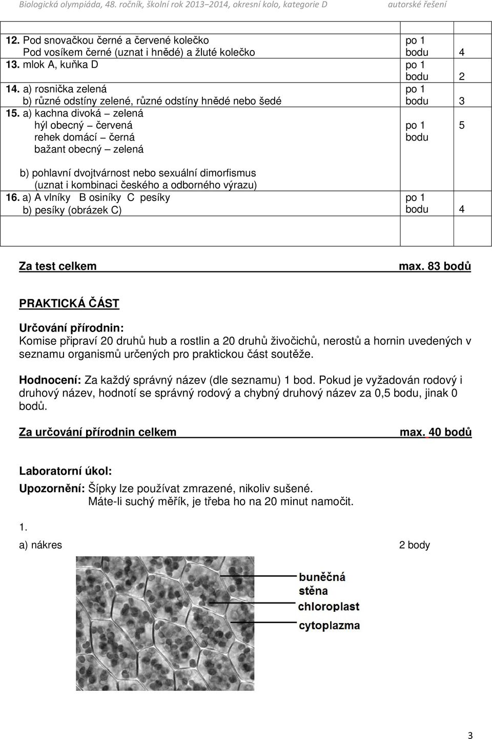 a) A vlníky B osiníky C pesíky b) pesíky (obrázek C) 4 Za test celkem max.