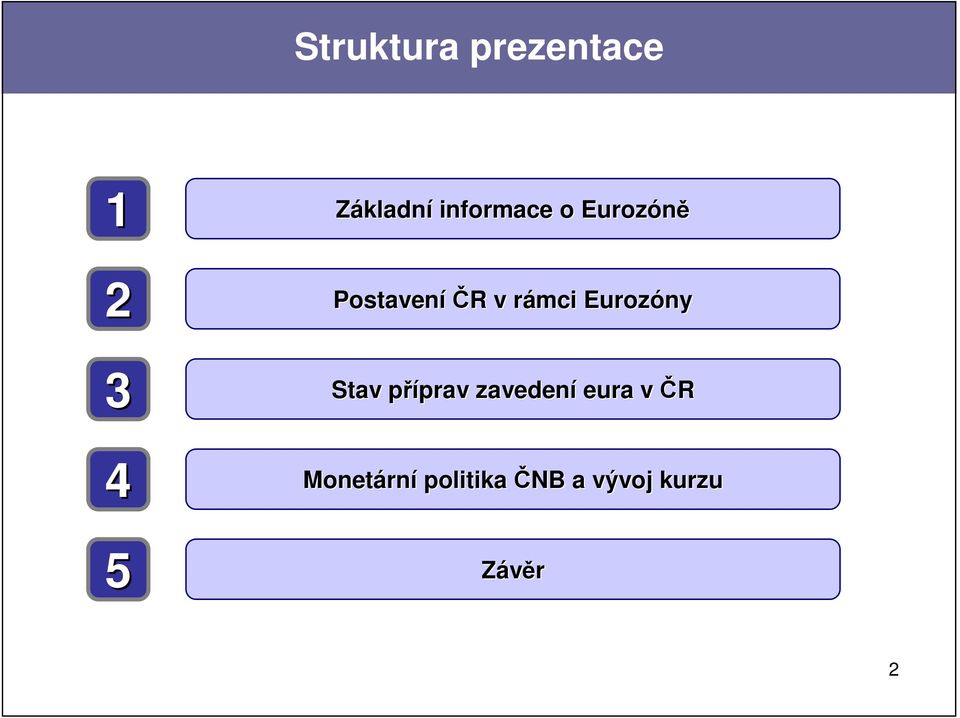 3 Stav příprav p prav zavedení eura v ČR 4