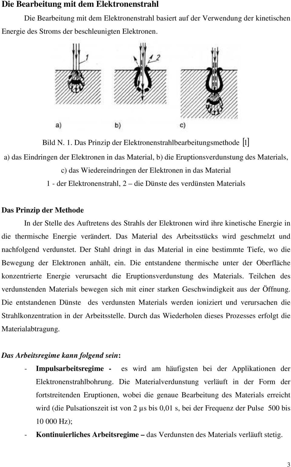 Material 1 - der Elektronenstrahl, 2 die Dünste des verdünsten Materials Das Prinzip der Methode In der Stelle des Auftretens des Strahls der Elektronen wird ihre kinetische Energie in die thermische