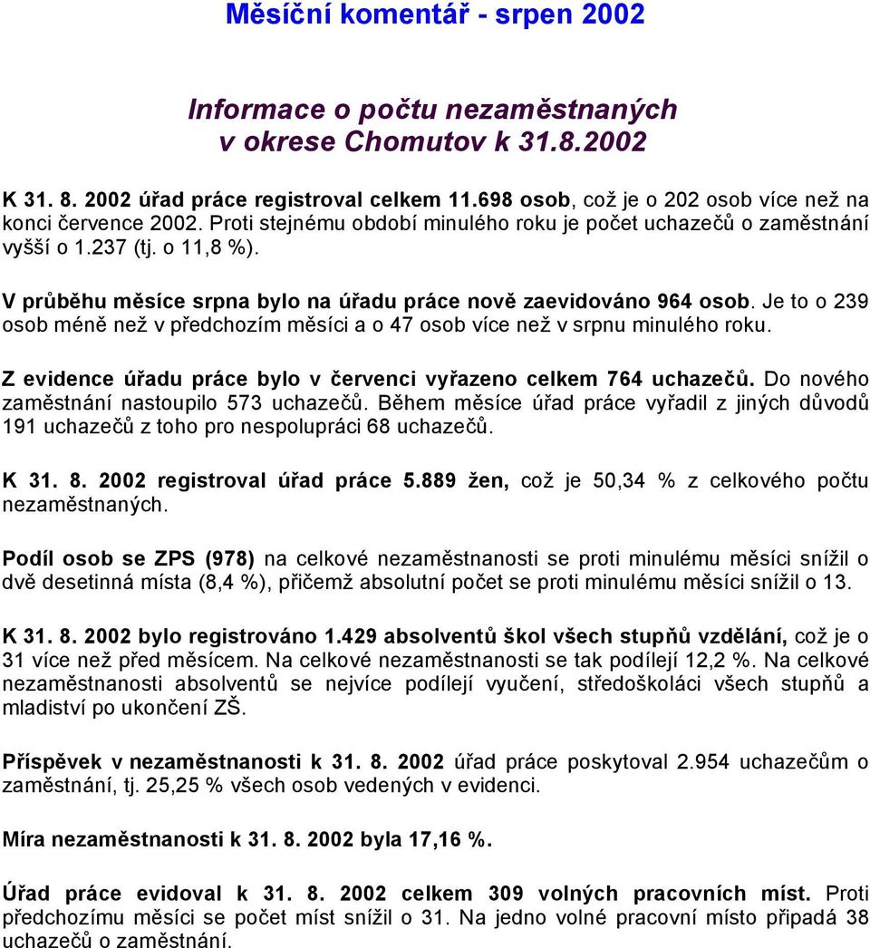 Je to o 239 osob méně než v předchozím měsíci a o 47 osob více než v srpnu minulého roku.