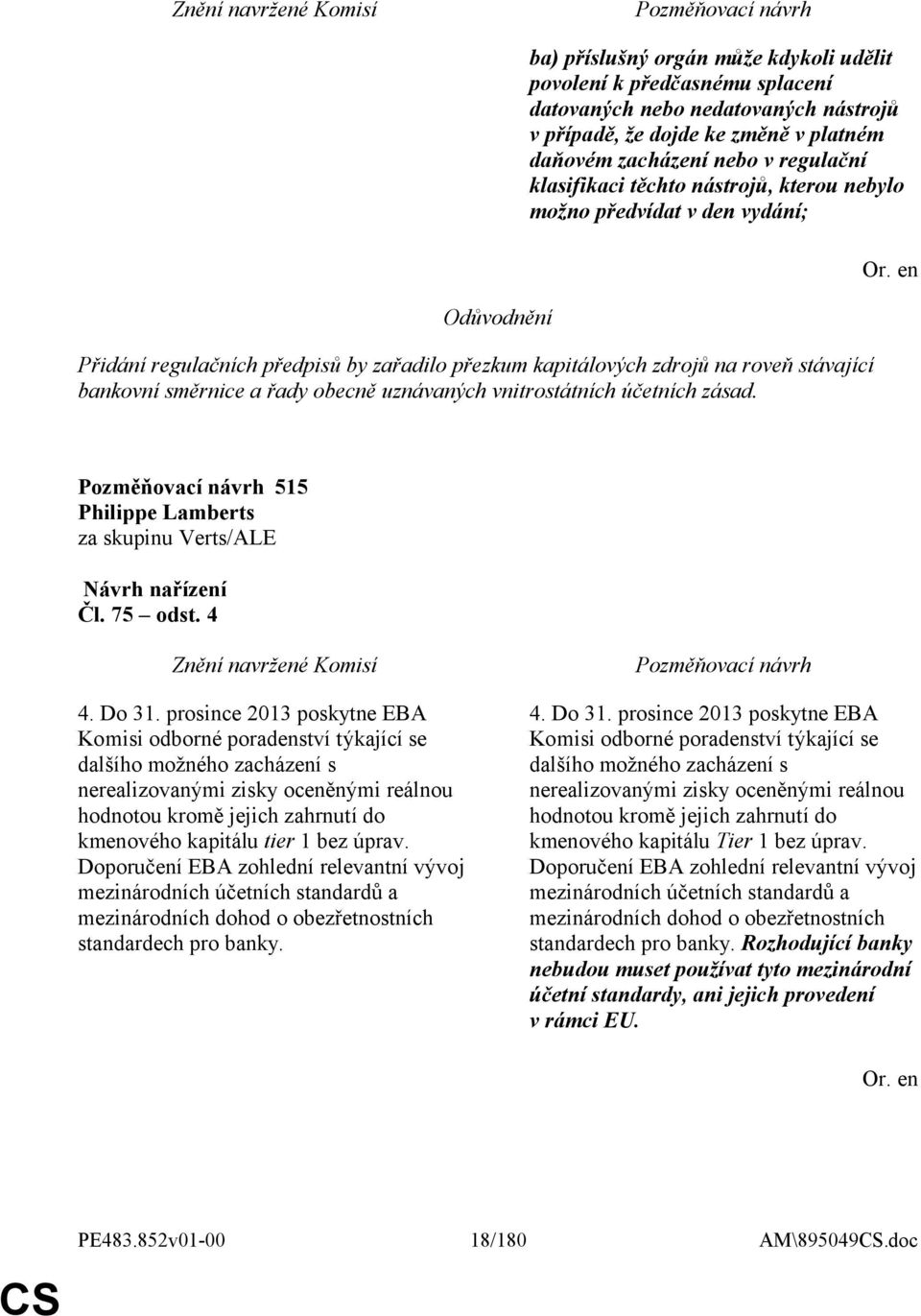 vnitrostátních účetních zásad. 515 Philippe Lamberts za skupinu Verts/ALE Čl. 75 odst. 4 4. Do 31.