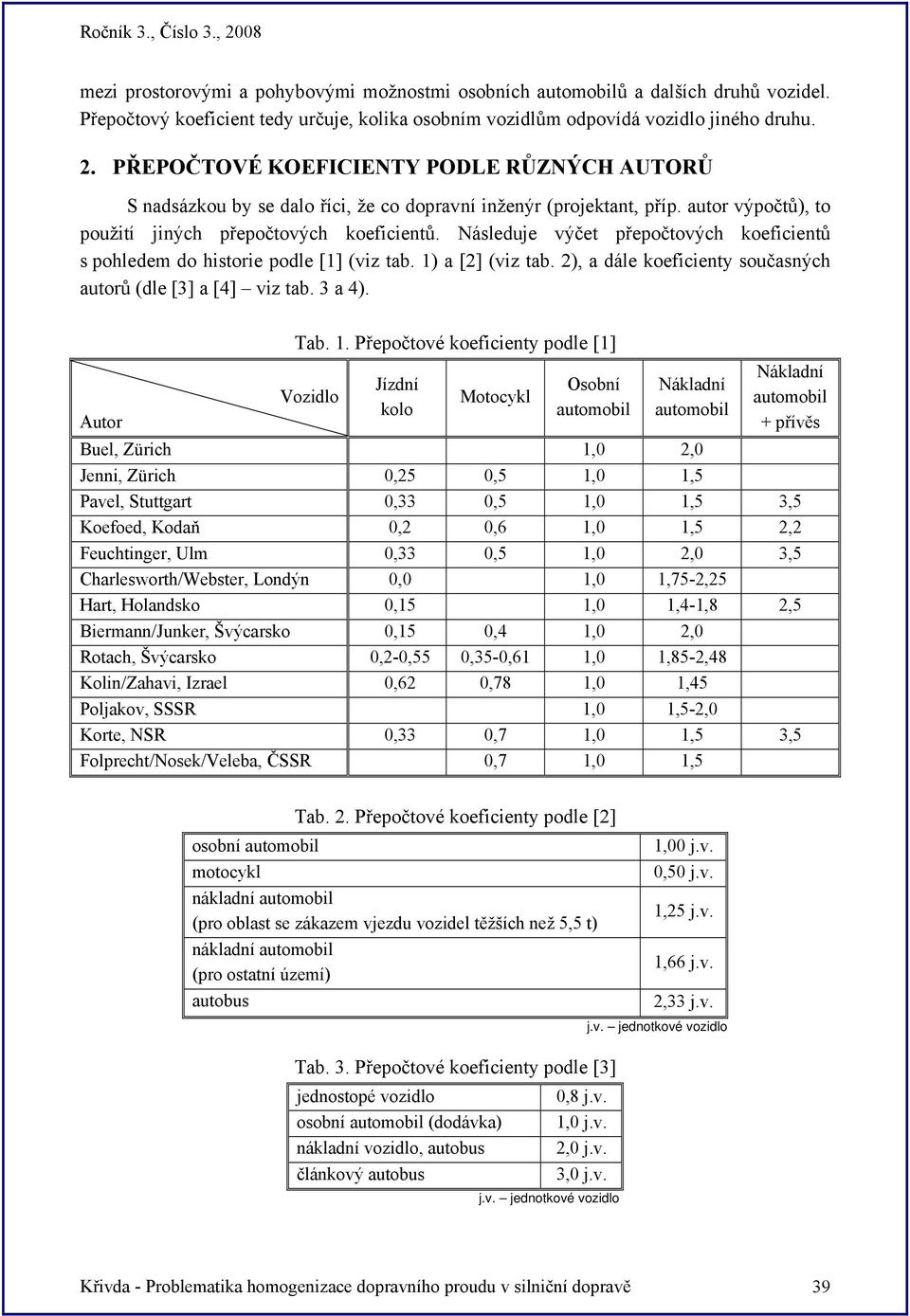 Následuje výčet přepočtových koeficientů s pohledem do historie podle [1] (viz tab. 1)