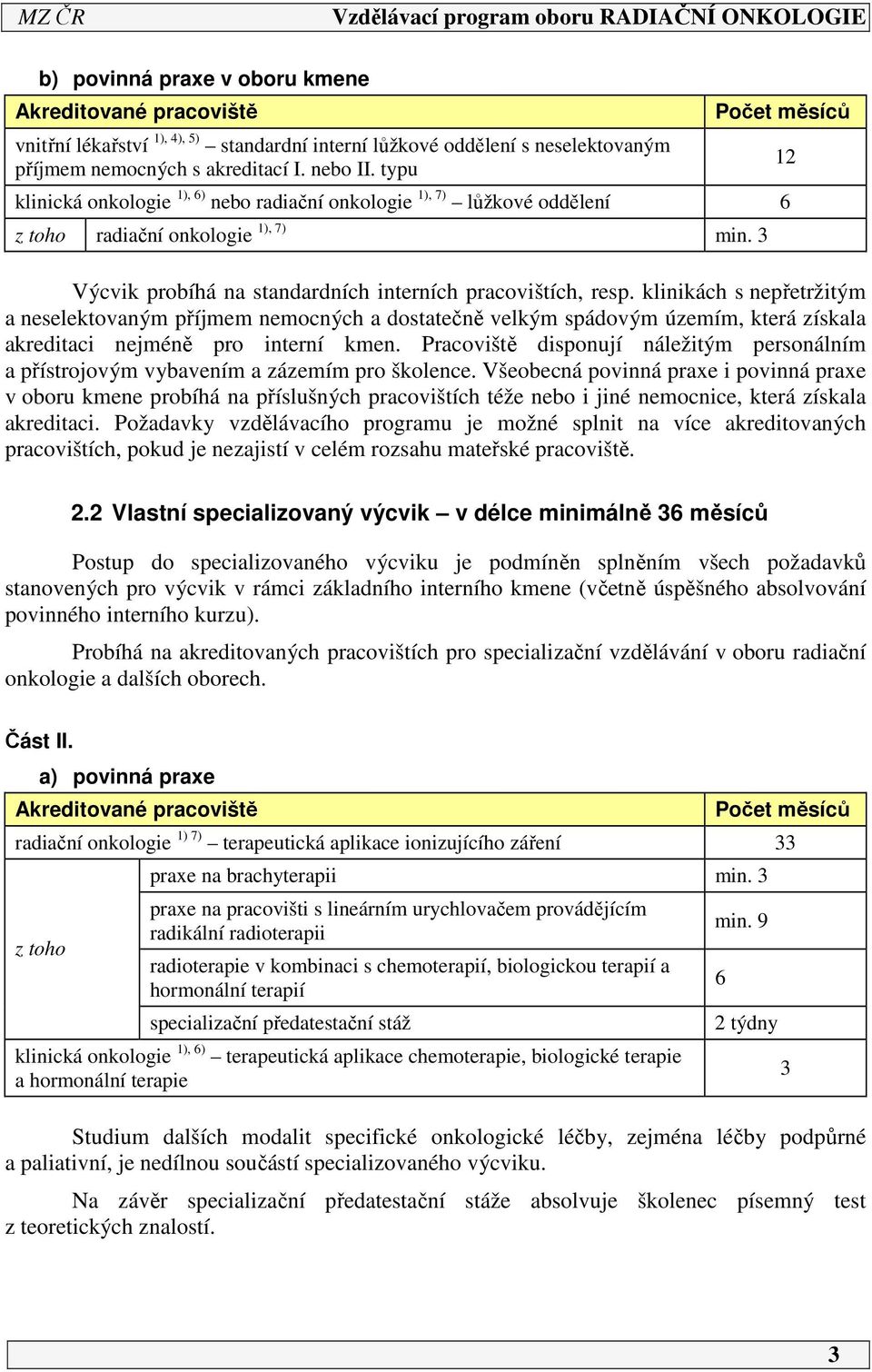 klinikách s nepřetržitým a neselektovaným příjmem nemocných a dostatečně velkým spádovým územím, která získala akreditaci nejméně pro interní kmen.